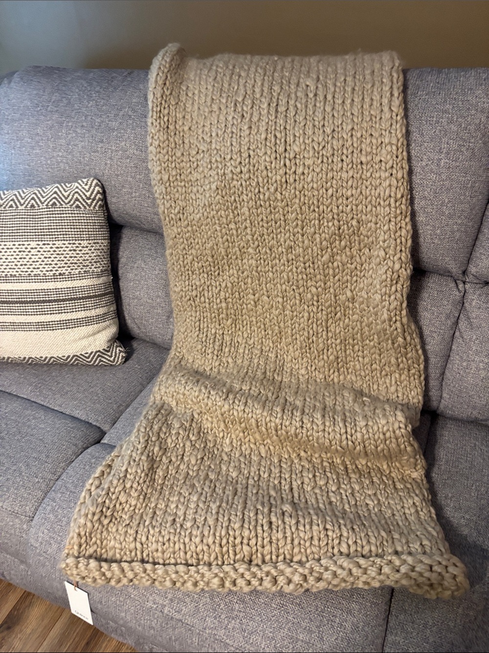 Quince Chunky Knit Throw in Beige 50” x 60”
